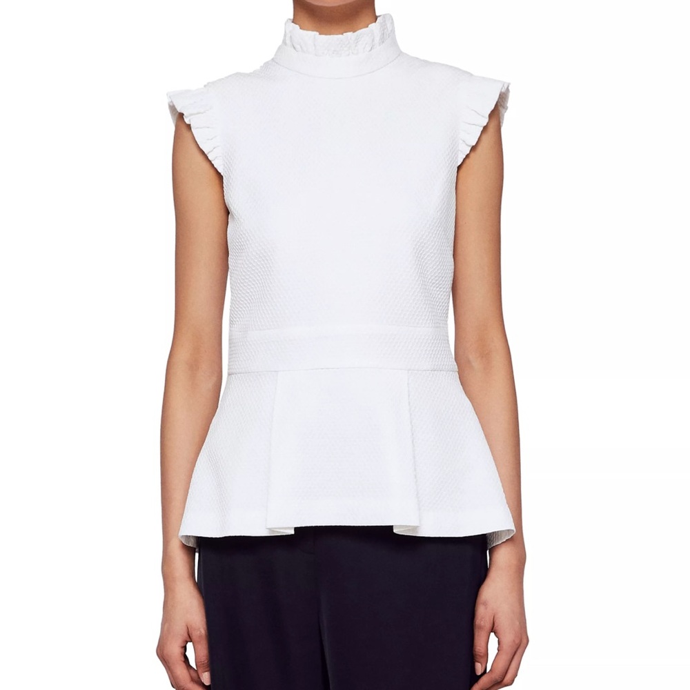 Ted Baker London Bubbl Peplum Ruffle Top US sz 6 UK sz 2 - Picture 2 of 9